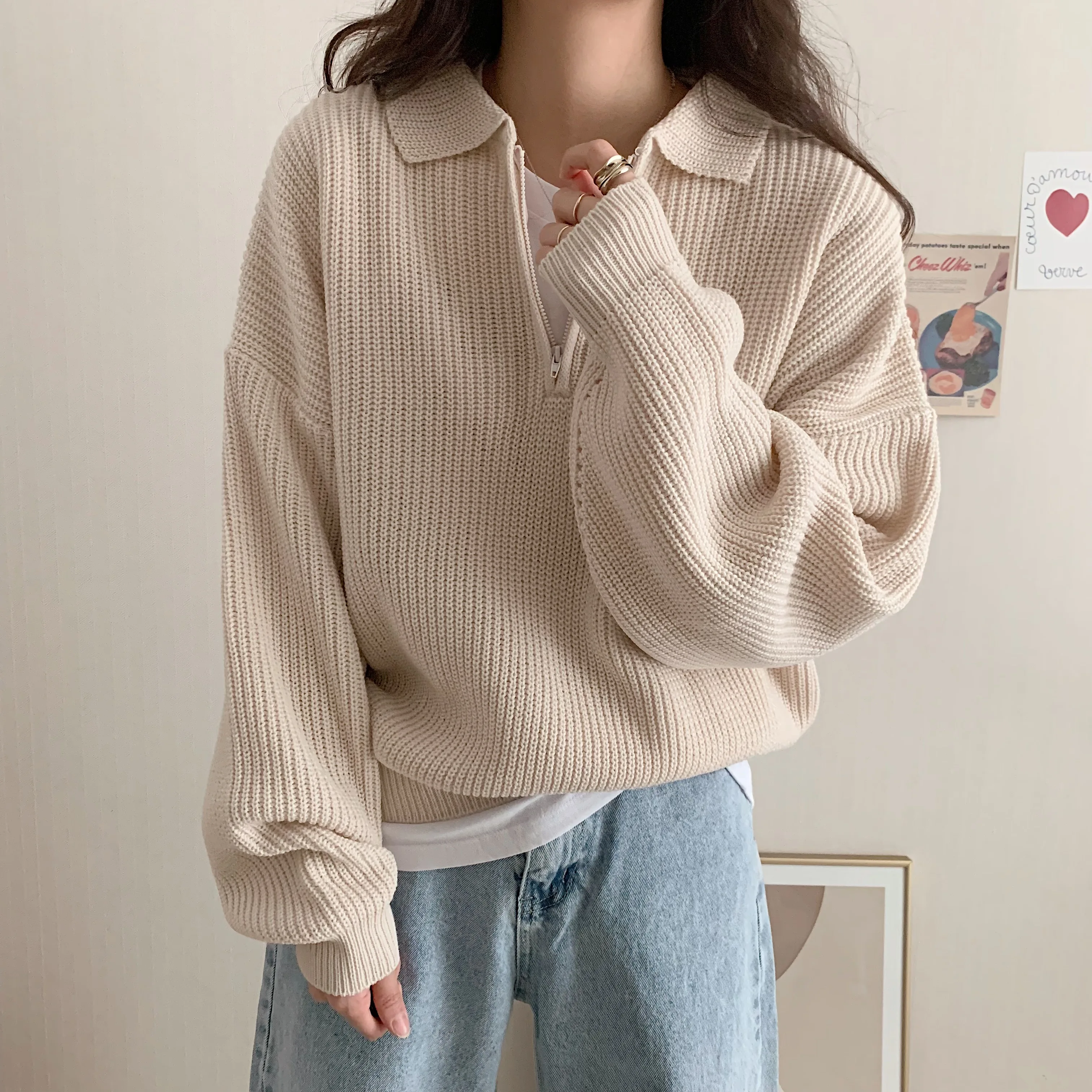 New Autumn Fashion Women Sweater Polo Collar Casual Zipper Pullover Pull Female Loose Vintage Long Sleeve Knit Jumper Blouse Top
New Autumn Fashion Women Sweater Polo Collar Casual Zipper Pullover Pull Female Loose Vintage Long Sleeve Knit Jumper Blouse Top