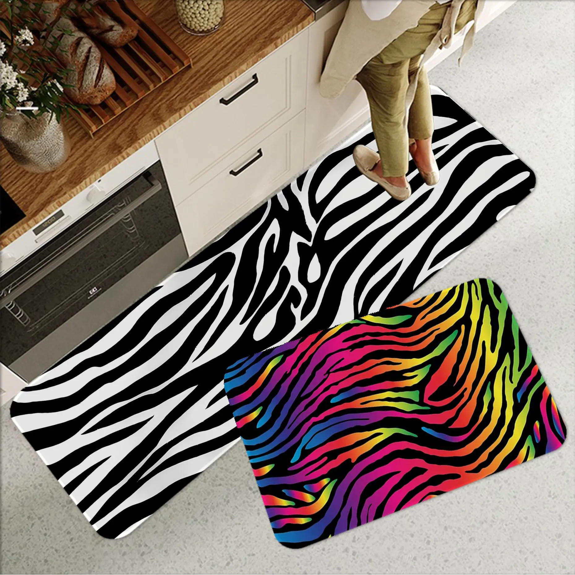 

Zebra Print Entrance Door Mat Cheaper Anti-slip Modern Living Room Balcony Printed Doormat Area Rug