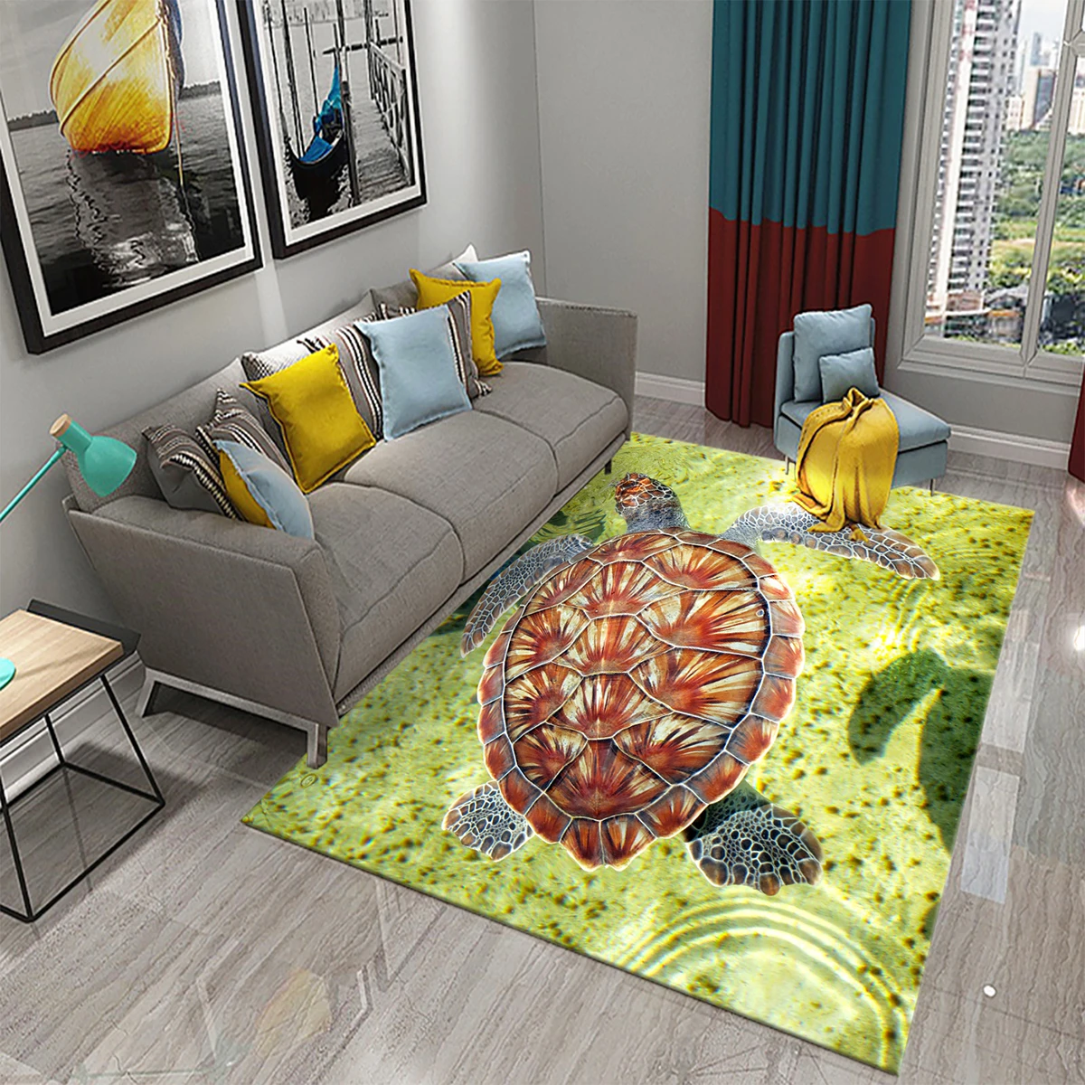 

3D Cartoon Sea Turtle Pattern Carpets Home Living Room Decoration Bathroom Non-slip Large Area Rugs Bedroom Bedside Floor Mats