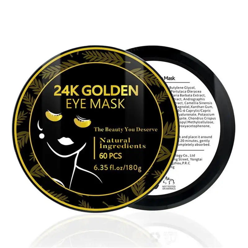 

60Pcs Golden Eye Patches 24K Gold Eye Care Pads Collagen Eye Gel Pads Soothe Eye Skin Remove Dark Circles Eye Patches For