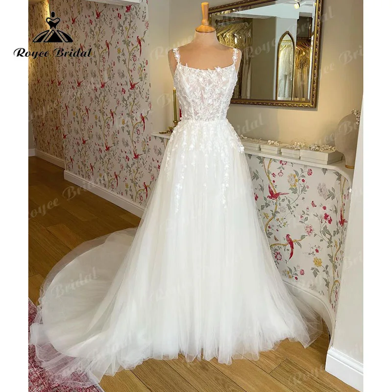 

Женское свадебное платье It's yiiya, белое кружевное ТРАПЕЦИЕВИДНОЕ платье из тюля на бретелях-спагетти с 3d-цветами на лето 2023