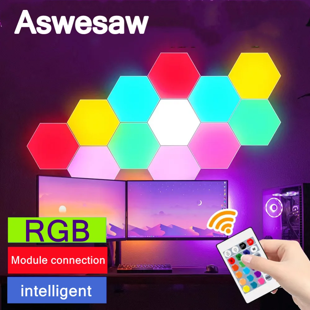 Светодиодный шестигранный настенный светильник Aswesaw RGB, комнатный ночсветильник с дистанционным управлением, украшение для компьютерной и...
Светодиодный шестигранный настенный светильник Aswesaw RGB, комнатный ночсветильник с дистанционным управлением, украшение для компьютерной и...