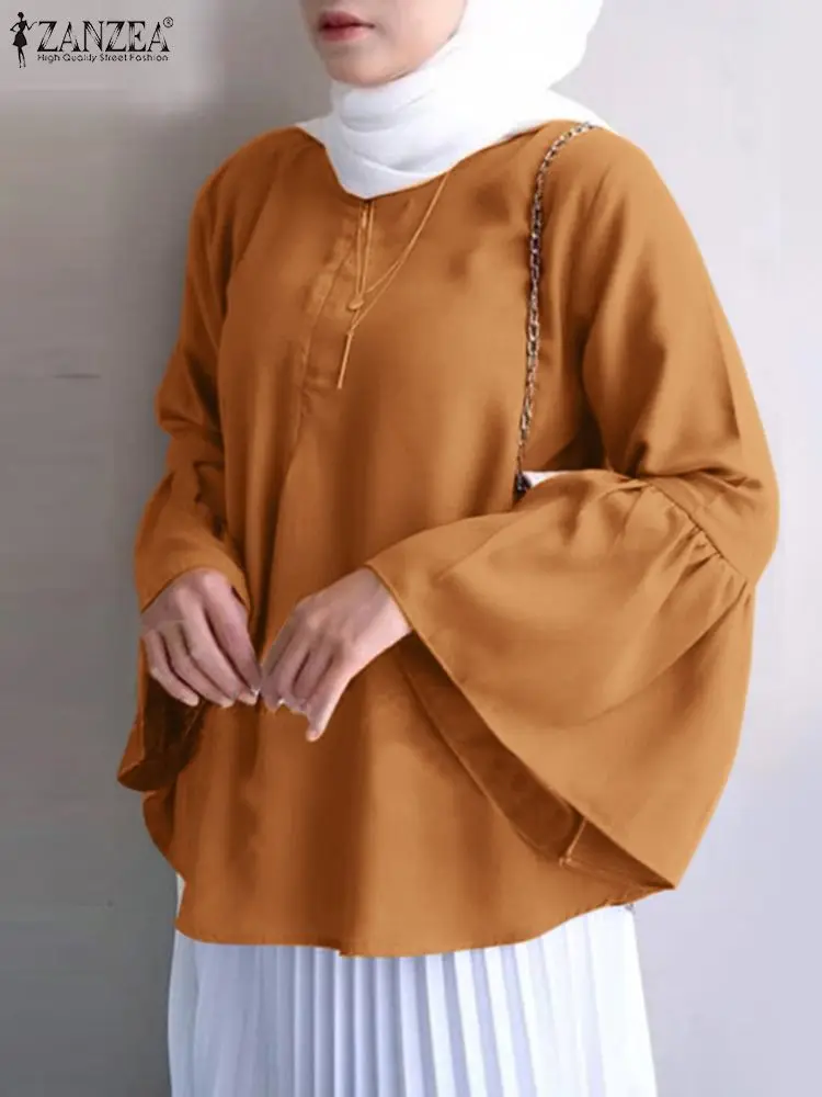 Solid Dubai Turkey Shirt ZANZEA Fashion Muslim Tops Women Long Flare Sleeve Blouse Female Casual Islamic Clothing Ramadan Blusas
Solid Dubai Turkey Shirt ZANZEA Fashion Muslim Tops Women Long Flare Sleeve Blouse Female Casual Islamic Clothing Ramadan Blusas