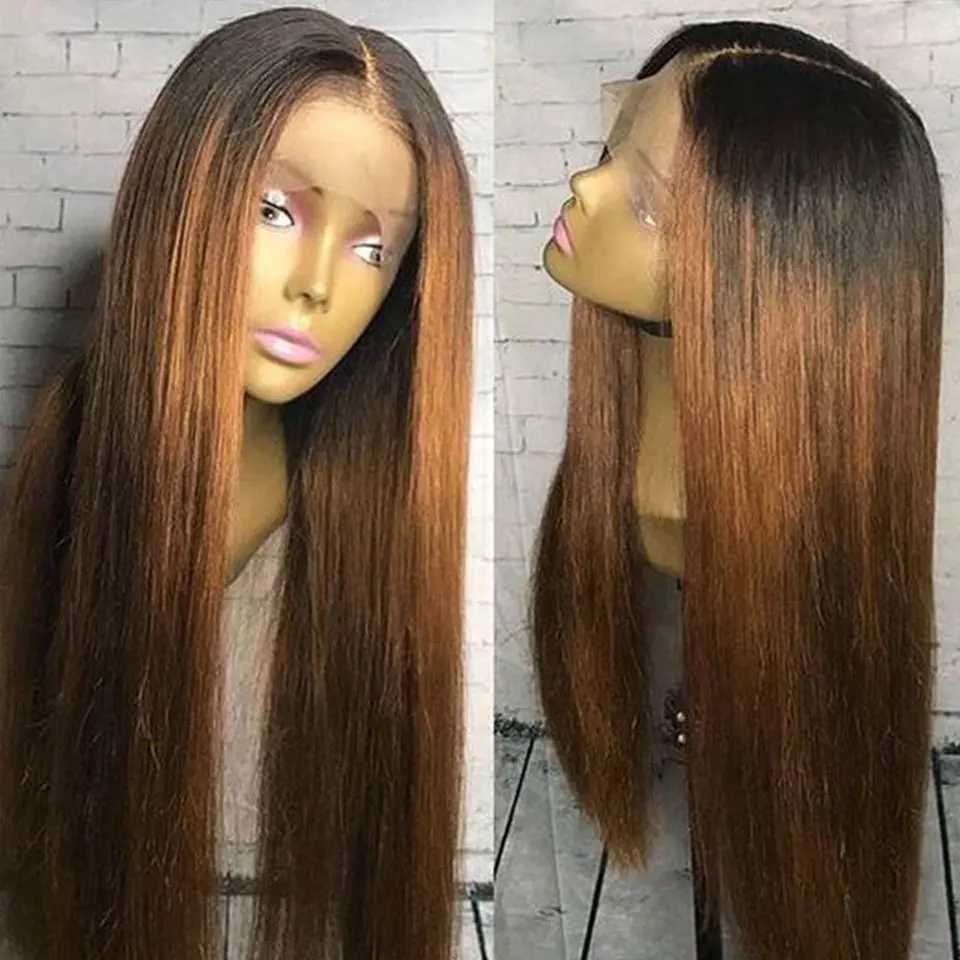 

1B/27 Honey Blonde Ombre Lace Front Wig 13X4 Pre Plucked 250 Density Silky Straight Brazilian Remy Human Hair Wigs Women Colored
