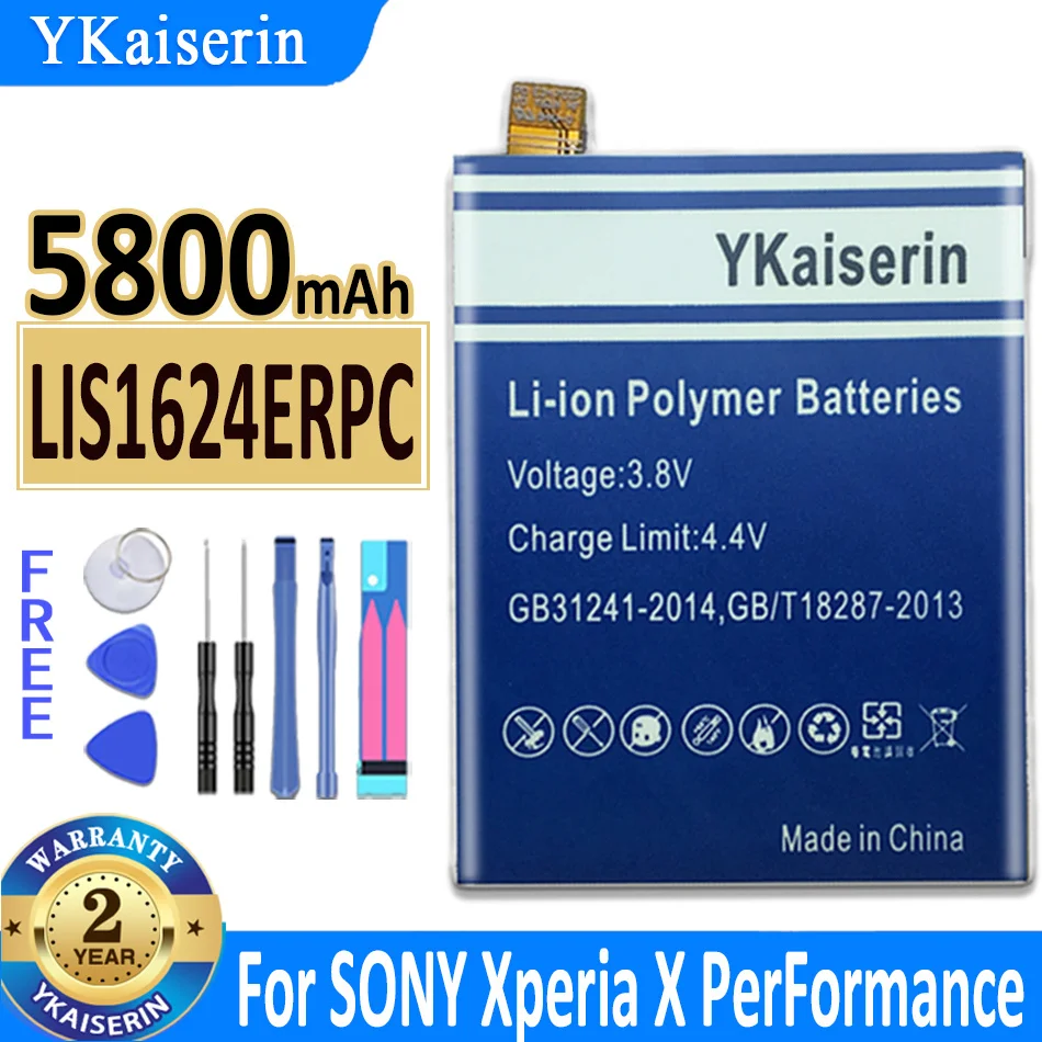 5800mAh YKaiserin Battery LIS1624ERPC For SONY Xperia X Performance F8132 Replacement Bateria with Tools Sticker
5800mAh YKaiserin Battery LIS1624ERPC For SONY Xperia X Performance F8132 Replacement Bateria with Tools Sticker