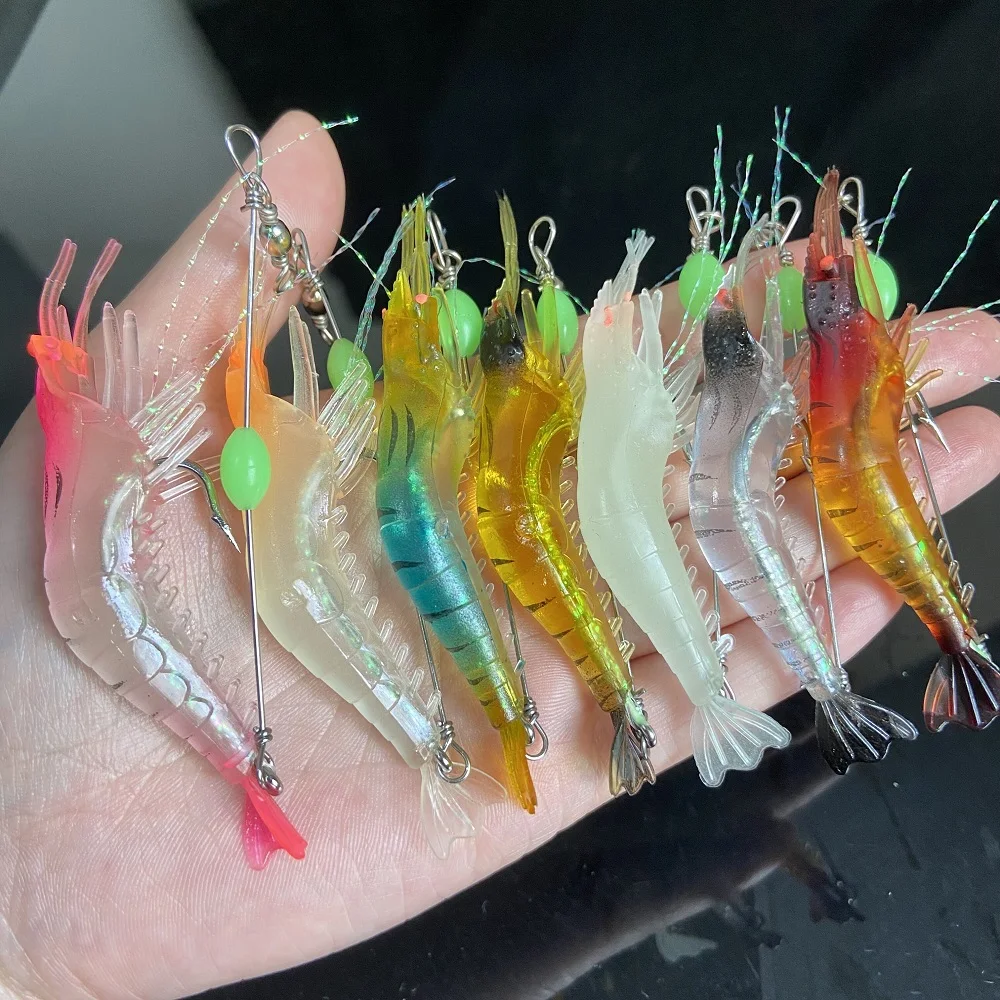 1pcs 8cm 6g Luminous Shrimp Silicone Soft Isca Artifical Bait Crankbait With Hooks Swivels Pesca Fishing Tackle Swimbait
1pcs 8cm 6g Luminous Shrimp Silicone Soft Isca Artifical Bait Crankbait With Hooks Swivels Pesca Fishing Tackle Swimbait