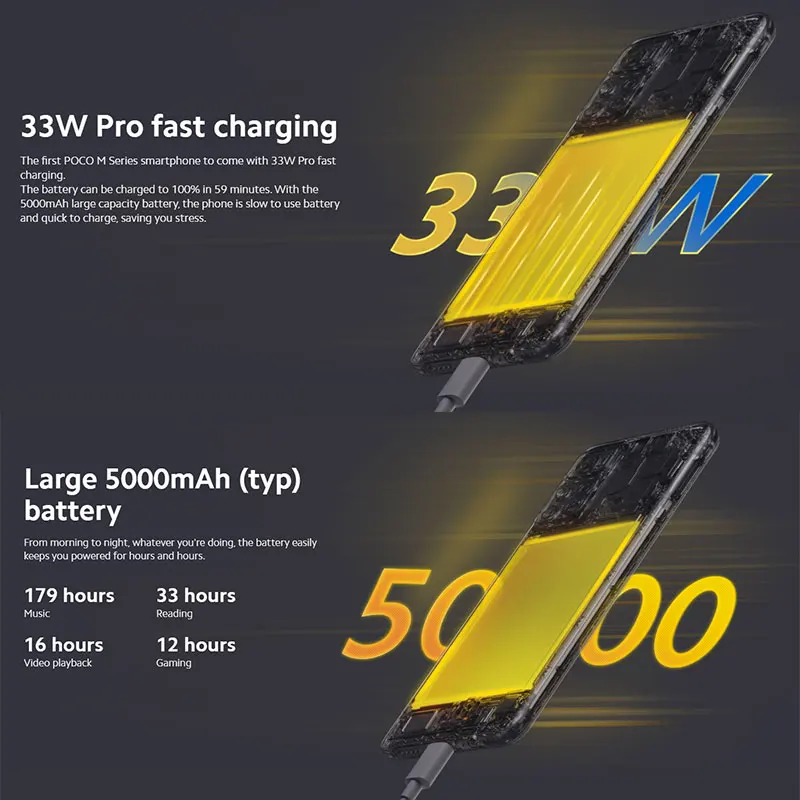 Глобальная версия смартфона POCO M4 Pro 5G NFC 4 Гб 64 Гб/6 ГБ 128 Dimensity 810 6 дюйма 90 Гц FHD + Dot