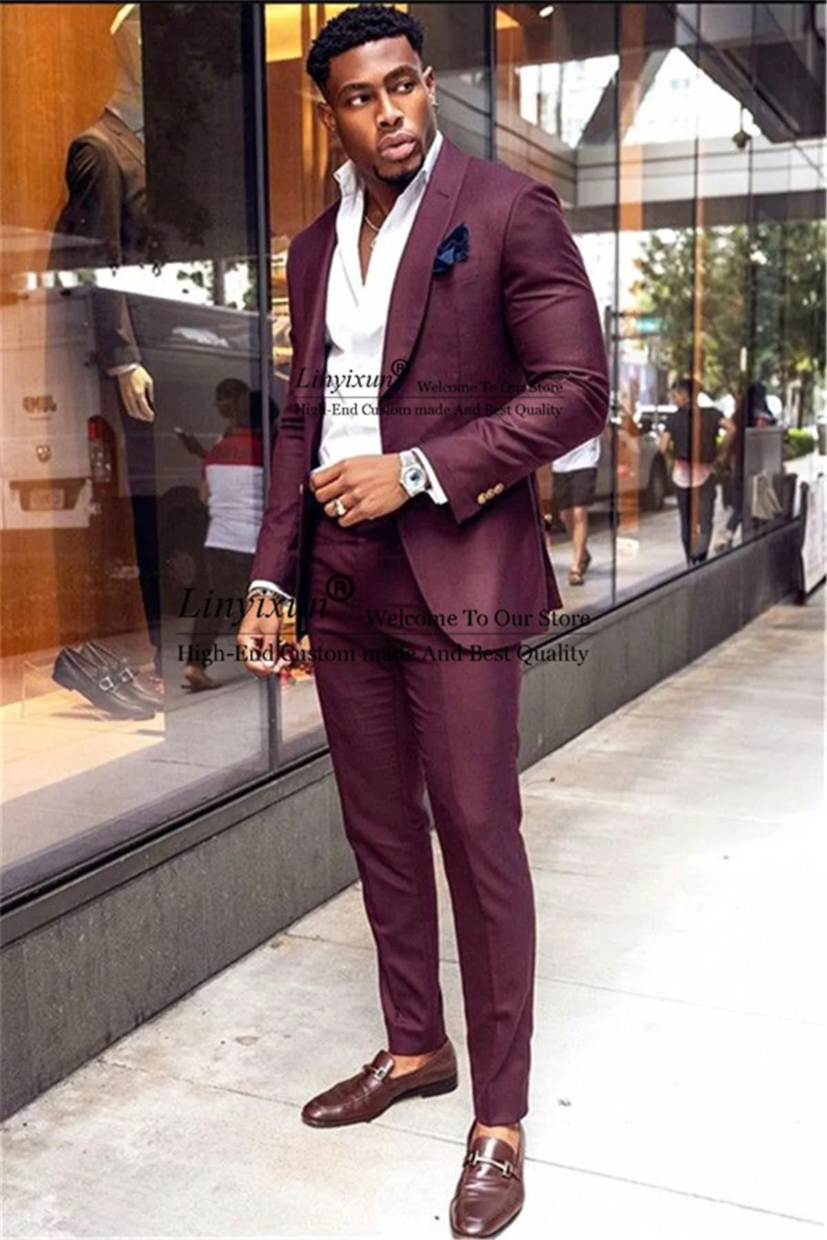 Purple Men's Suit 2 Pieces Jacket Pants Set Groom Wedding Tuxedo For Groomsmen Fashion Business Male Blazer Set Terno Masculino
Purple Men's Suit 2 Pieces Jacket Pants Set Groom Wedding Tuxedo For Groomsmen Fashion Business Male Blazer Set Terno Masculino