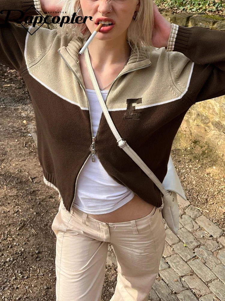 Rapcopter y2k Letter Patchwork Knitted Jumpers Zipper Turn Down Collar Retro Jackets Women Harajuku Street Grunge Coat Autumn
Rapcopter y2k Letter Patchwork Knitted Jumpers Zipper Turn Down Collar Retro Jackets Women Harajuku Street Grunge Coat Autumn