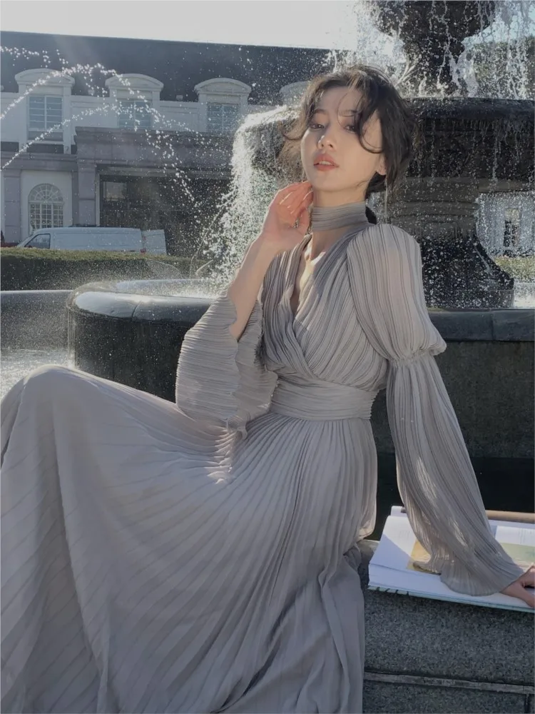 2023 Sleeve V-neck Vintage Spring Korean Midi Lady Dress One Dress French Dress Chiffon Elegant Piece Casual Long Women Office
2023 Sleeve V-neck Vintage Spring Korean Midi Lady Dress One Dress French Dress Chiffon Elegant Piece Casual Long Women Office