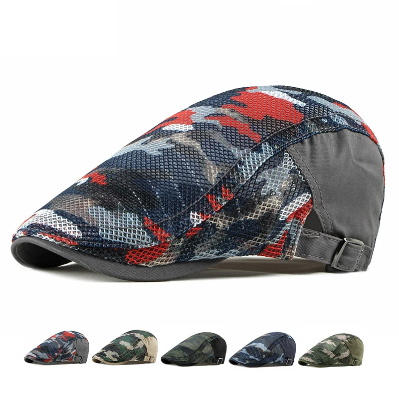 Summer Camouflage Newsboy Caps for Men Sun Hat Mesh Breathable Beret Men Women Gatsby Painters Hats Driver Ivy Hat Flat Caps
Summer Camouflage Newsboy Caps for Men Sun Hat Mesh Breathable Beret Men Women Gatsby Painters Hats Driver Ivy Hat Flat Caps