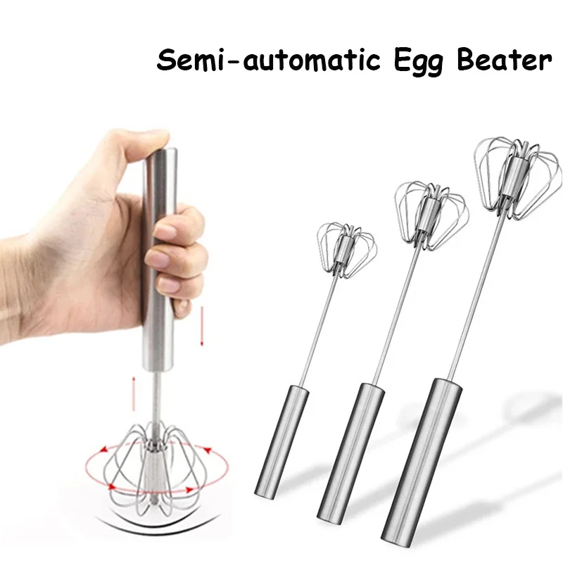 Hand Pressure Semi-automatic Egg Beater Stainless Steel Kitchen Accessories Tools Self Turning Cream Utensils Whisk Manual Mixer
Hand Pressure Semi-automatic Egg Beater Stainless Steel Kitchen Accessories Tools Self Turning Cream Utensils Whisk Manual Mixer