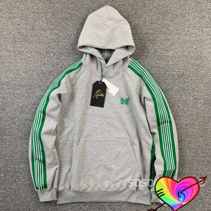 Grey Needles Hoodie Men Women 1:1 High Quality Green Stripe Embroidery Butterfly Needles Track Hoodie AWGE Sweatshirts 
Grey Needles Hoodie Men Women 1:1 High Quality Green Stripe Embroidery Butterfly Needles Track Hoodie AWGE Sweatshirts