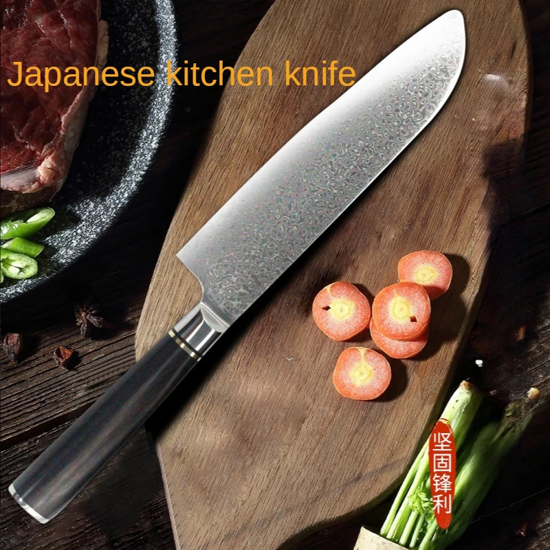 

Кухонный нож из дамасской стали, черное дерево, японский нож, нож для готовки сырой рыбы, кухонный нож, нож для нарезки, нож шеф-повара в запад...