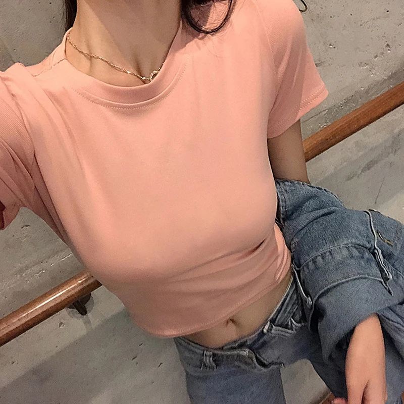 Anbenser Korean Style Female T-shirt Solid Color Short Sleeved Women's Summer Short Tops High Waist Comfortable Tee Shirt O Neck
Anbenser Korean Style Female T-shirt Solid Color Short Sleeved Women's Summer Short Tops High Waist Comfortable Tee Shirt O Neck