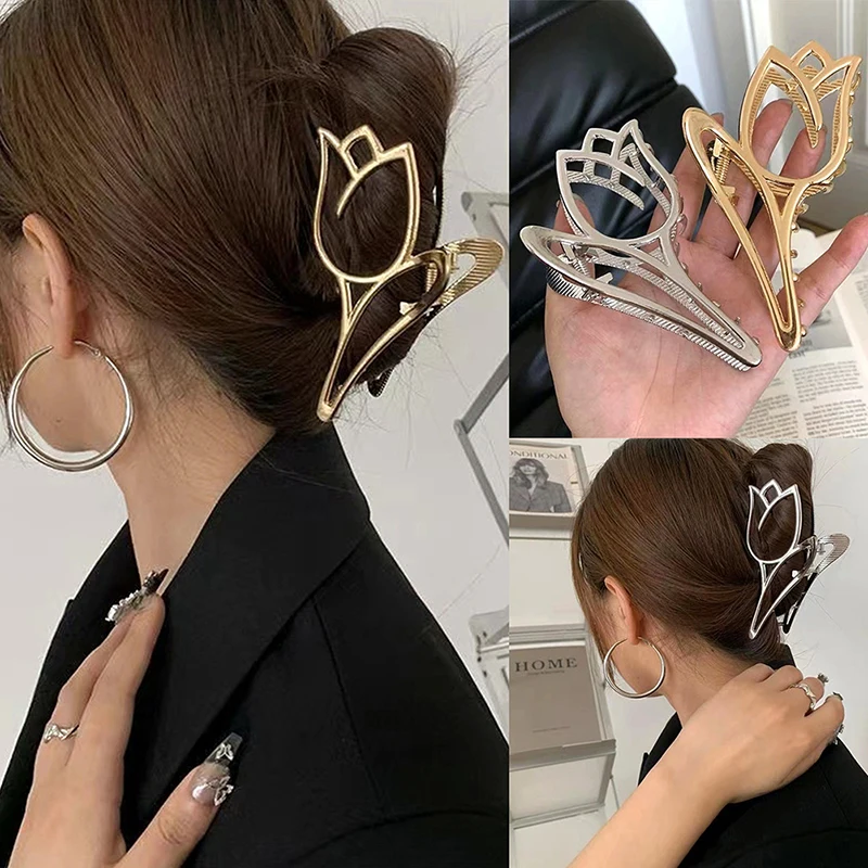 Tulip Hair Catch Metal Hair Claw Women Shark Clip Hairpin Female Headwear Girl Headdress Hair Accessories 
Tulip Hair Catch Metal Hair Claw Women Shark Clip Hairpin Female Headwear Girl Headdress Hair Accessories