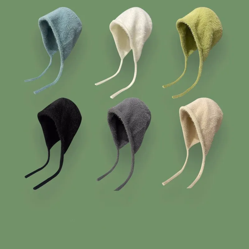

2023 Y2K Милая шапка осень-зима, женская теплая японская вязаная шапка, шапки с ворсом, Мужская защита ушей, фонарик, шапочка