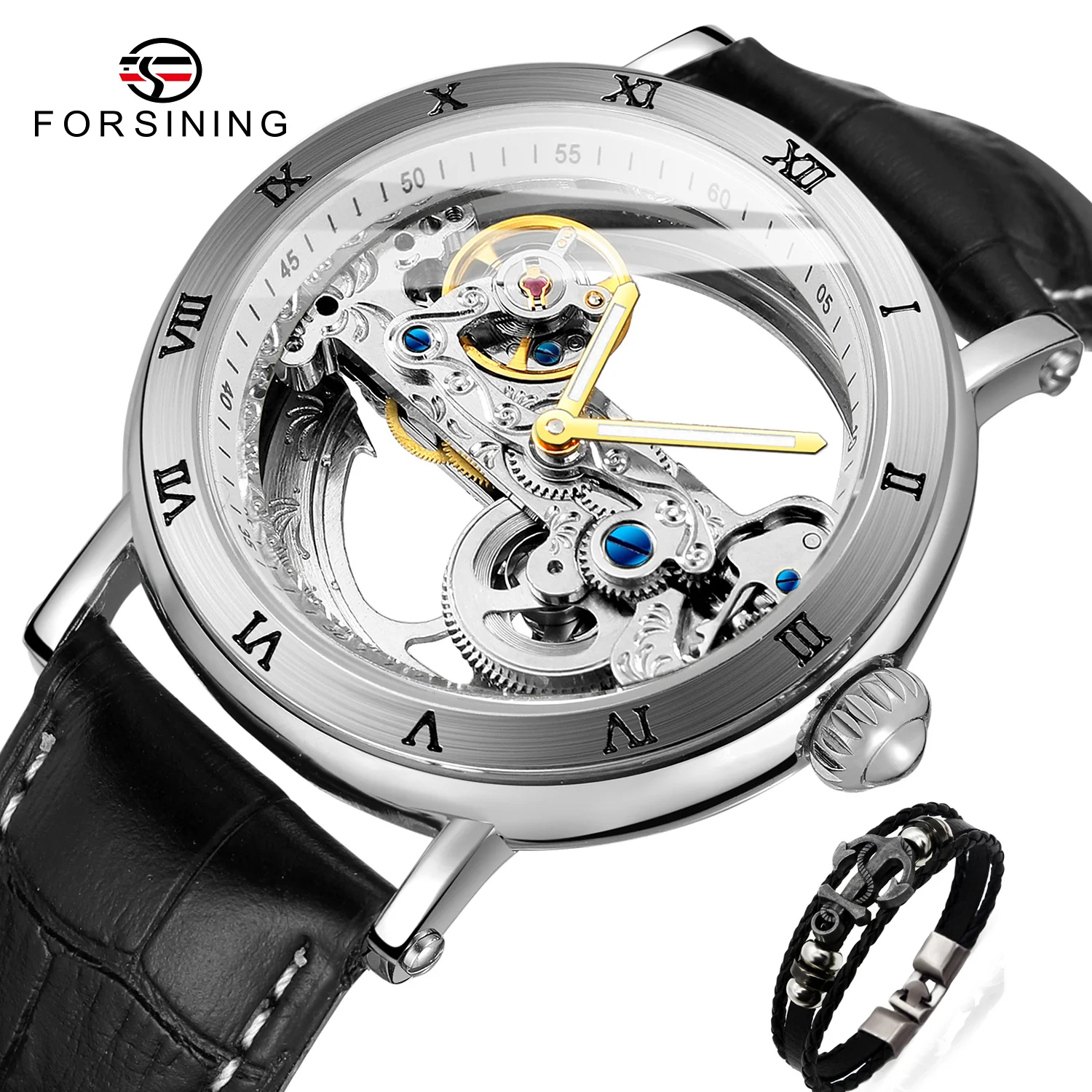 Forsining 208S Fashion Transparent Skeleton Mechanical Watch Men Leather Waterproof Luminous Hands Steampunk Automatic Watches
Forsining 208S Fashion Transparent Skeleton Mechanical Watch Men Leather Waterproof Luminous Hands Steampunk Automatic Watches