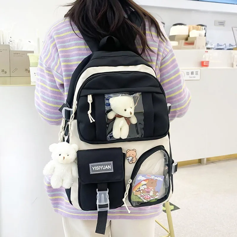 Рюкзак Kawaii Bear Женский, вместительная школьная сумка с несколькими карманами для девочек, нейлоновый водонепроницаемый дорожный ранец, трендовые сумки для книг
Рюкзак Kawaii Bear Женский, вместительная школьная сумка с несколькими карманами для девочек, нейлоновый водонепроницаемый дорожный ранец, трендовые сумки для книг