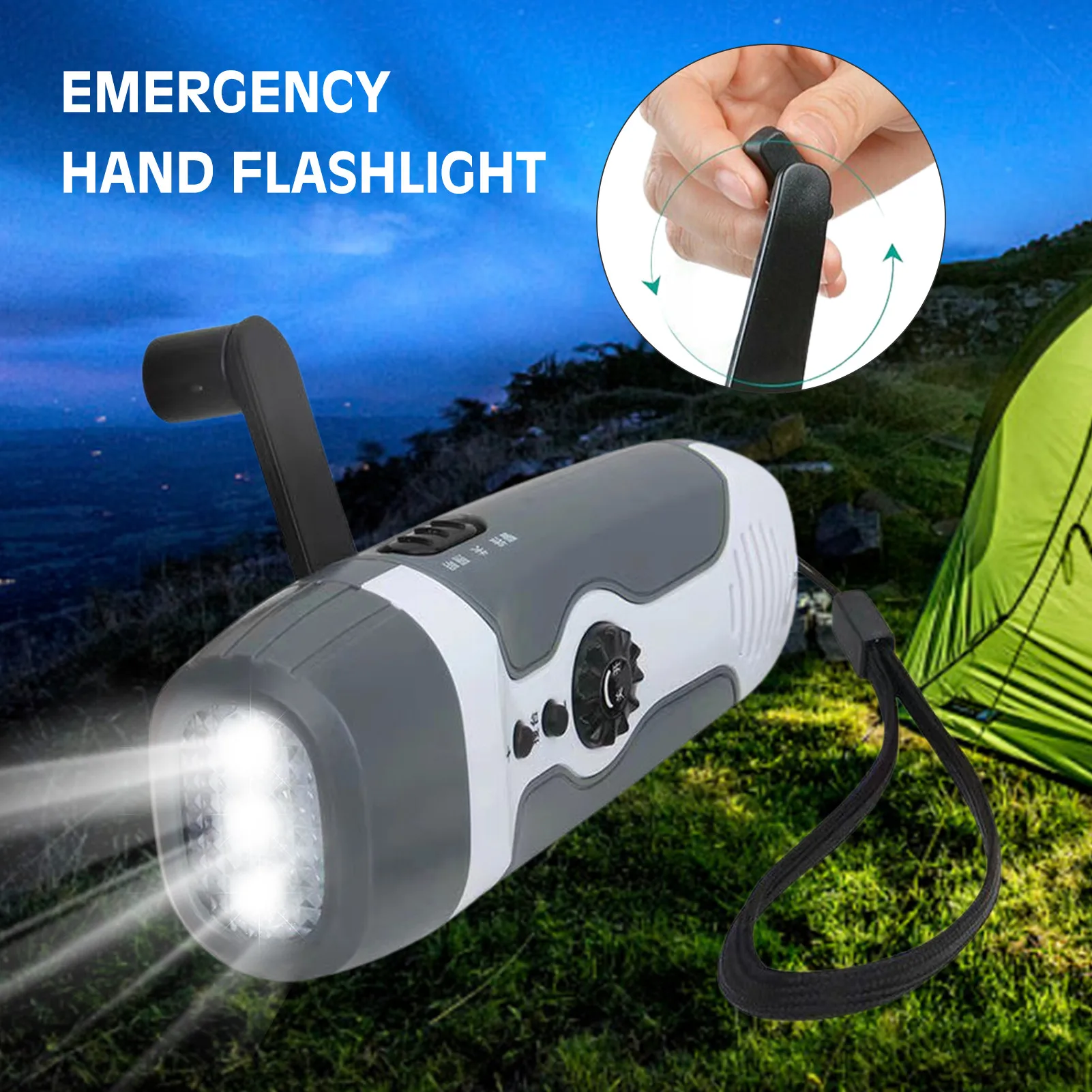 

Portable All-In-1 Emergency Hand Crank Flashlights Generator Solar Dynamo Powered FM Radio Phones Charger LED Flashlight