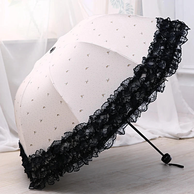 Lace Ladies Parasol Sun Umbrella Rain Women Black UV Protection Windproof Waterproof 3 Folding Girl Princess Umbrellas Sunny
Lace Ladies Parasol Sun Umbrella Rain Women Black UV Protection Windproof Waterproof 3 Folding Girl Princess Umbrellas Sunny