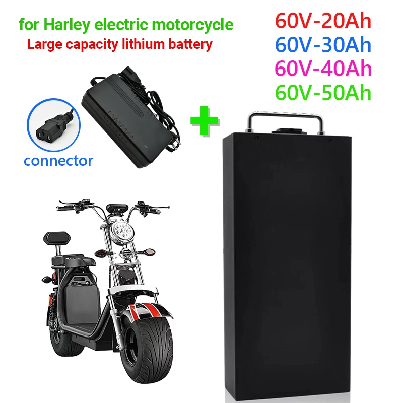 Harley Electric Car Lithium Battery 18650 Battery 60V 50Ah for Two Wheel Foldable Citycoco Electric Scooter Bicycle With charger
Harley Electric Car Lithium Battery 18650 Battery 60V 50Ah for Two Wheel Foldable Citycoco Electric Scooter Bicycle With charger