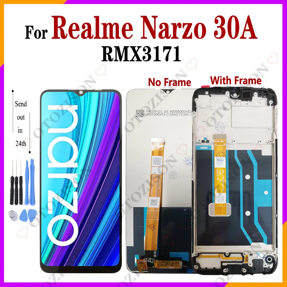 Дисплей 6 5 дюйма RMX3171 для OPPO Realme Narzo 30A ЖК-дисплей с рамкой сенсорный экран