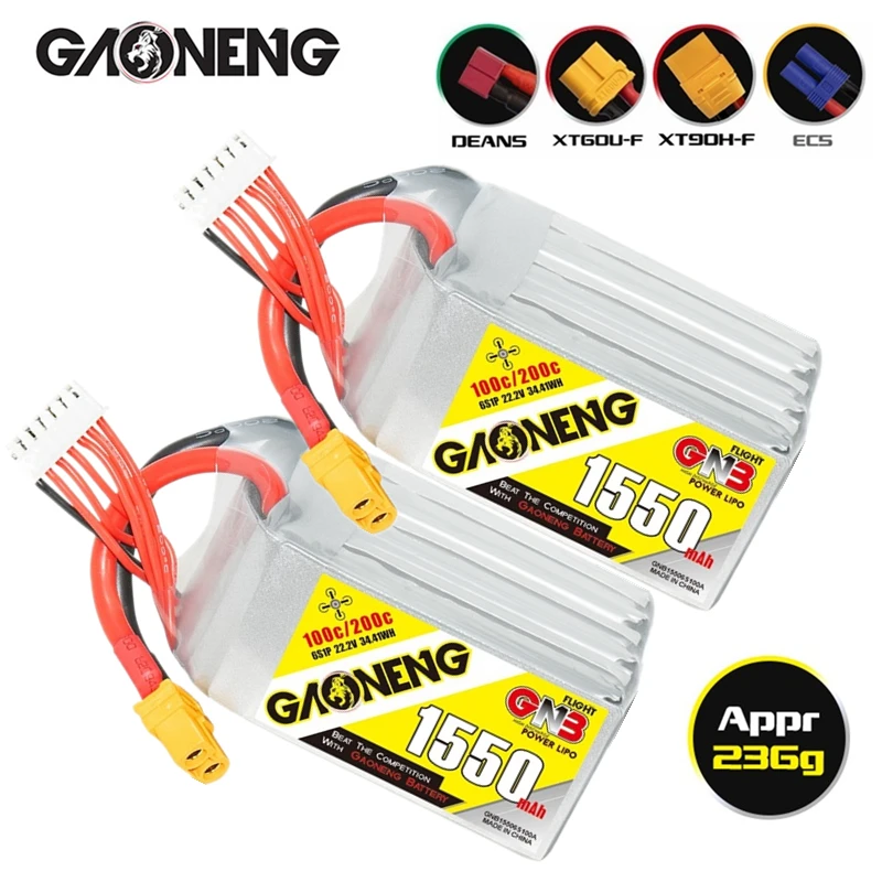 Upgraded GNB 22.2V 1550mAh Lipo Battery For FPV Racing Drone RC Quadcopter Helicopter Car With XT60/XT30 6S 22.2V Battery
Upgraded GNB 22.2V 1550mAh Lipo Battery For FPV Racing Drone RC Quadcopter Helicopter Car With XT60/XT30 6S 22.2V Battery
