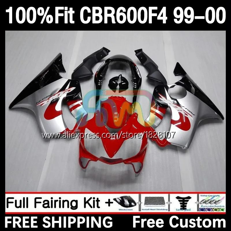 

OEM Fairing For HONDA CBR600 F 4 CBR 600 FS 600F4 600CC 17No.81 CBR600 F4 99 00 CBR600F4 1999 2000 Injection Body Red Silvery