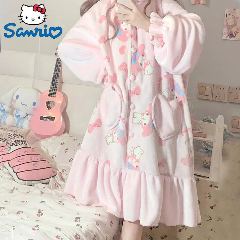 Kawaii Anime Cartoon Sanrio My Melody Pajamas Nightgown Set Two Piece Female Coral Velvet Indoor Home Suit Women Girl Nightdress
Kawaii Anime Cartoon Sanrio My Melody Pajamas Nightgown Set Two Piece Female Coral Velvet Indoor Home Suit Women Girl Nightdress