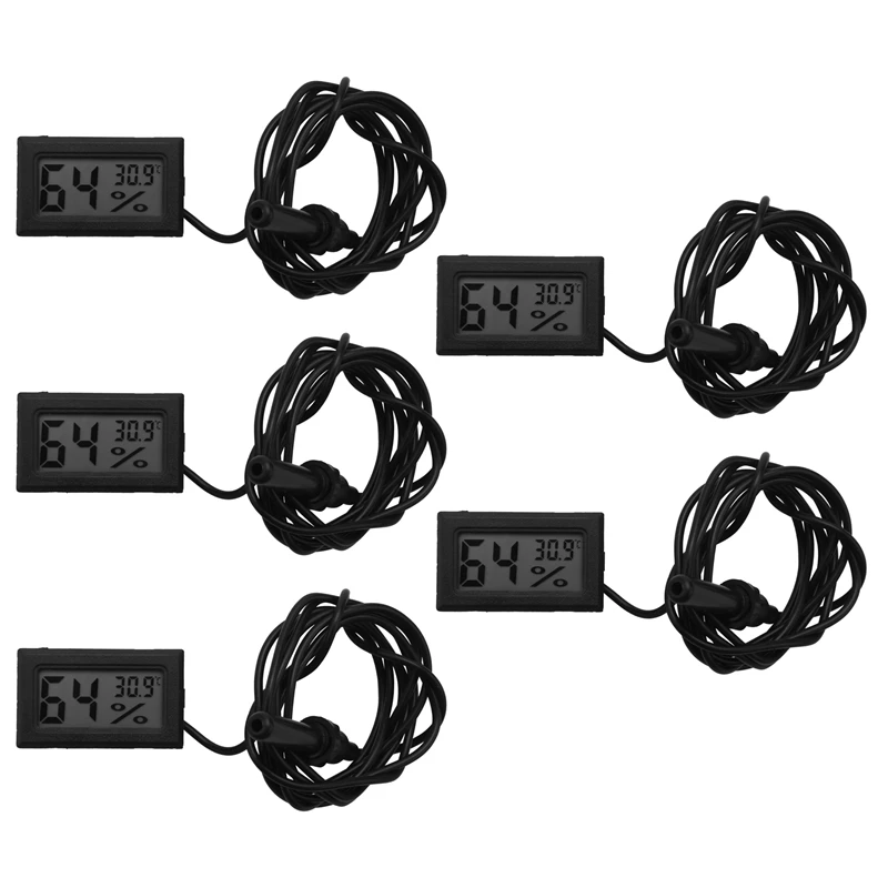 5X Mini LCD Digital Thermometer Hygrometer Convenient Temperature Sensor Humidity Meter Gauge Instruments Cable, Black
5X Mini LCD Digital Thermometer Hygrometer Convenient Temperature Sensor Humidity Meter Gauge Instruments Cable, Black