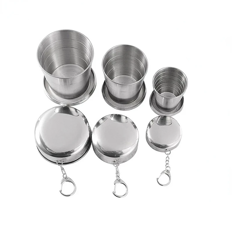 Camping Folding Cup Stainless Steel Folding Cup with Keychain Traveling Outdoor Collapsible Cup with Lid Portable Drinkware 2022
Camping Folding Cup Stainless Steel Folding Cup with Keychain Traveling Outdoor Collapsible Cup with Lid Portable Drinkware 2022