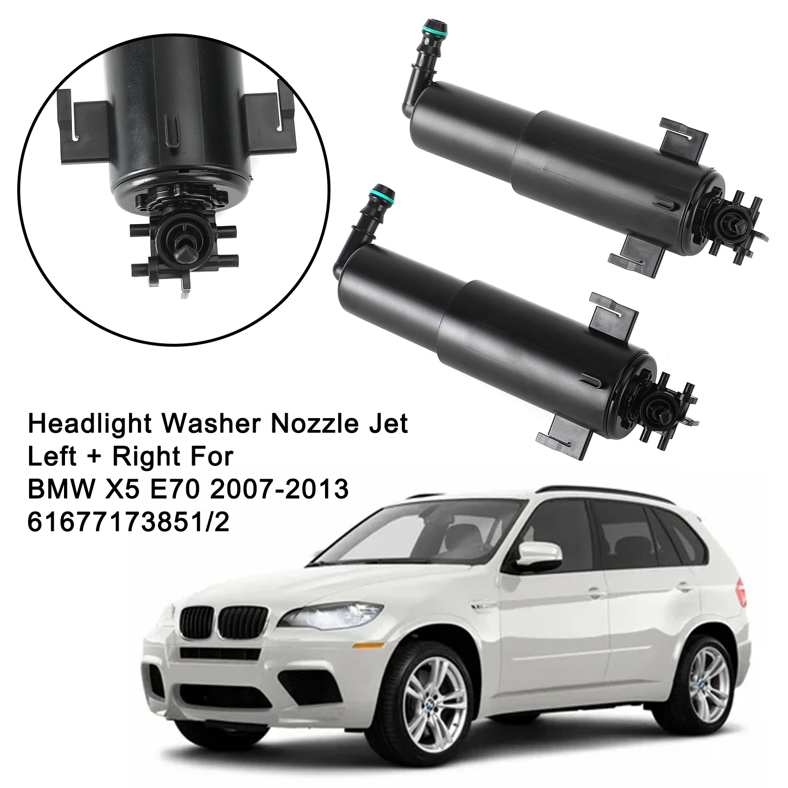 

Areyourshop Headlight Washer Nozzle Jet Left + Right For BMW X5 E70 2007-2013 61677173851/2 61674286754 Car Auto Parts