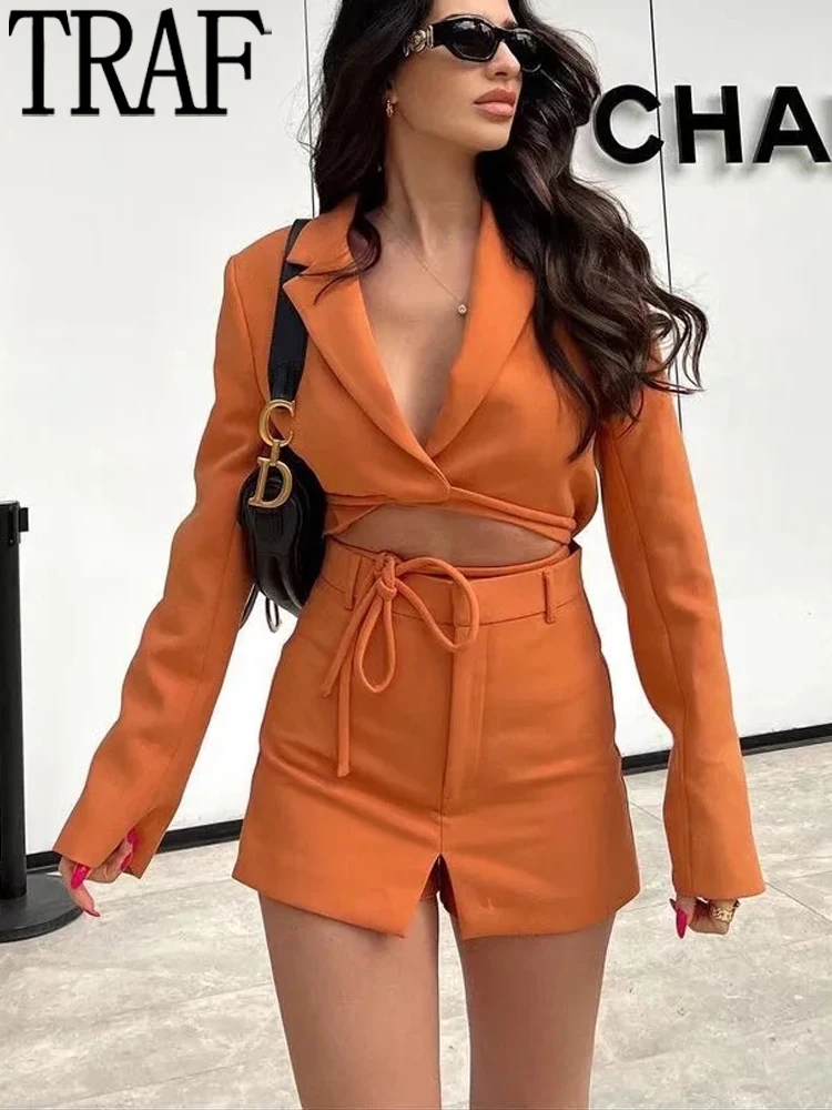 TRAF Orange Cropped Blazer Women Tied Wrap Casual Female Blazer Set Long Sleeve Jacket Woman Fashion 2022 Streetwear Jacket
TRAF Orange Cropped Blazer Women Tied Wrap Casual Female Blazer Set Long Sleeve Jacket Woman Fashion 2022 Streetwear Jacket