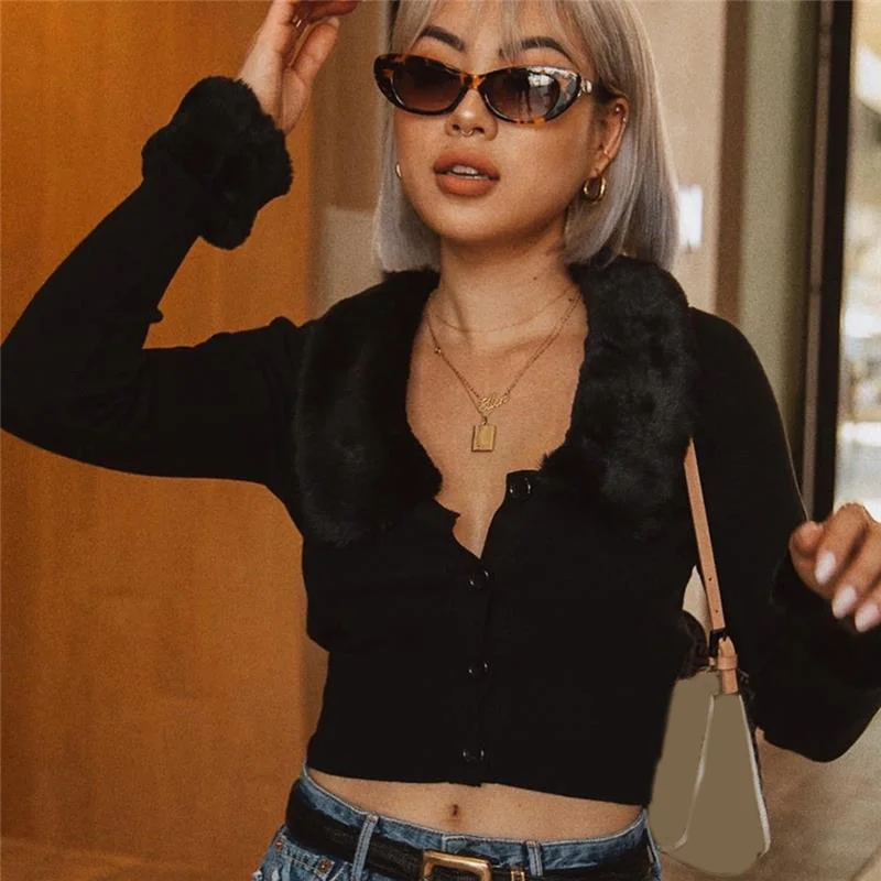 Sweater Cardigan Women Fluffy Black Long Sleeve Turn-down Collar Button Warm Sexy Knit Sweater Soft Women Sweaters Top Female
Sweater Cardigan Women Fluffy Black Long Sleeve Turn-down Collar Button Warm Sexy Knit Sweater Soft Women Sweaters Top Female