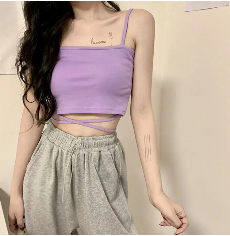 Women Summer Mini Sling Vest Solid Color Sleeveless Backless Cross Bandage Camisole Ladies Backless Cropped Top Slim Streetwear
Women Summer Mini Sling Vest Solid Color Sleeveless Backless Cross Bandage Camisole Ladies Backless Cropped Top Slim Streetwear