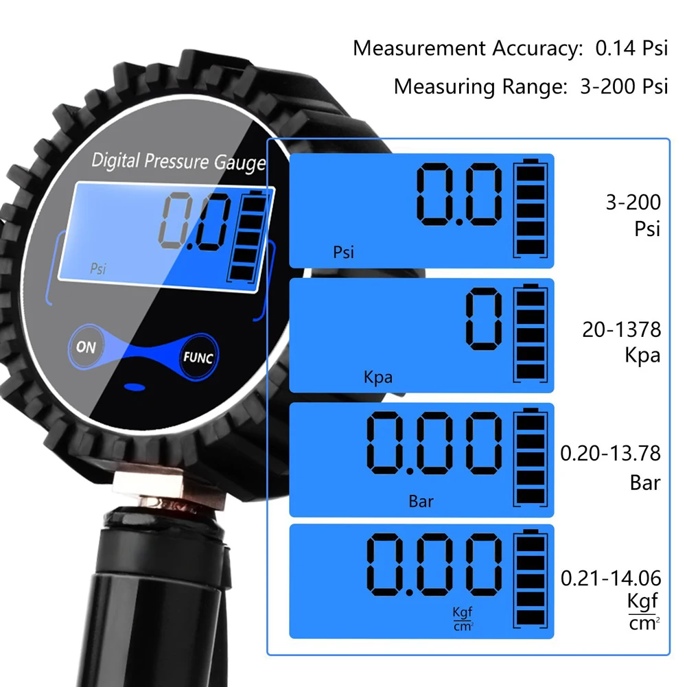 Digital Tire Inflator Pressure Gauge 200 PSI Air Chuck Compressor Attachment Heavy Duty Rubber Hose Quick Connect Fittings
Digital Tire Inflator Pressure Gauge 200 PSI Air Chuck Compressor Attachment Heavy Duty Rubber Hose Quick Connect Fittings