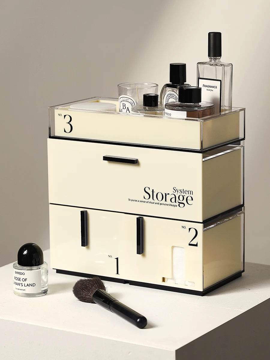 

Desktop Acrylic Cosmetic Storage Box Lipstick Drawer Assembled Cabinet Dressing Table Storage Rack Light Luxury Dustproof