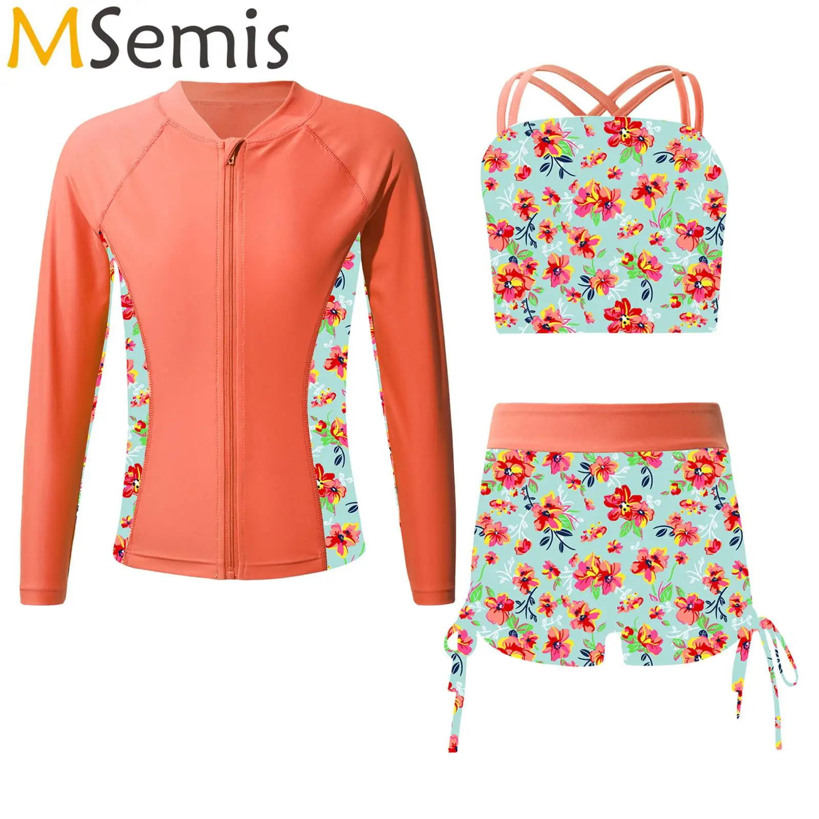 3PCS Kids Girls Bathing Swimsuit Printed Swimwear Set Long Sleeve Front Zipper Outerwear with Tank Top and Shorts Swim Outfit
3PCS Kids Girls Bathing Swimsuit Printed Swimwear Set Long Sleeve Front Zipper Outerwear with Tank Top and Shorts Swim Outfit