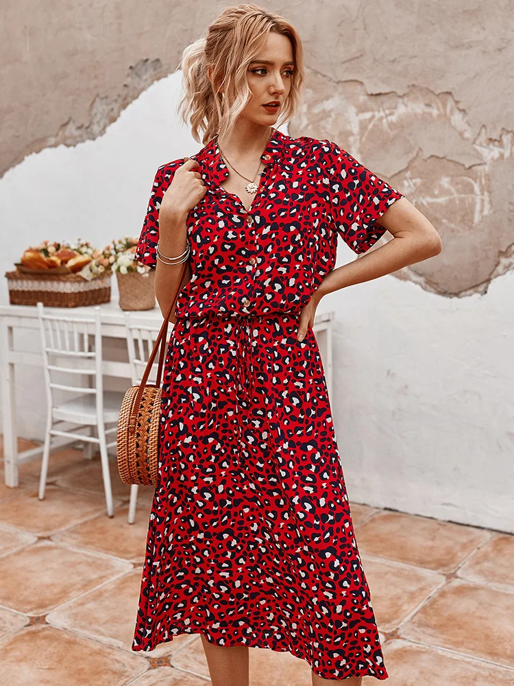 Summer Ladies Dress Leopard Print Shirt Polka Dot Dress Bohemian Mid Length High Waist Beachwear Holiday Autumn New Style
Summer Ladies Dress Leopard Print Shirt Polka Dot Dress Bohemian Mid Length High Waist Beachwear Holiday Autumn New Style