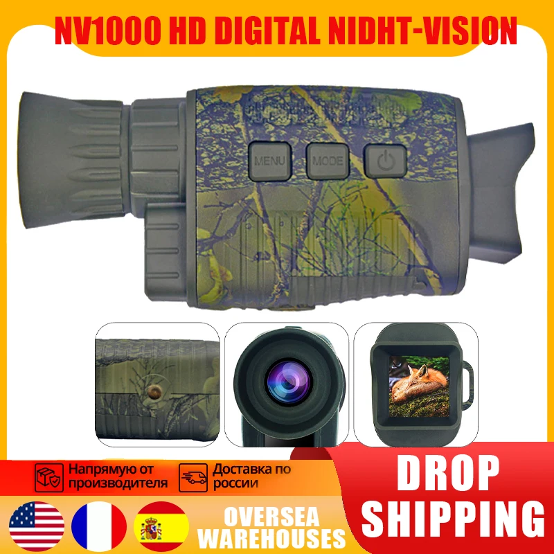 NV1000 Digital Night-Vision Camera Infrared Hunting Night Vision Device Monocular Powerful Telescope Long Range 5X Digital Zoom
NV1000 Digital Night-Vision Camera Infrared Hunting Night Vision Device Monocular Powerful Telescope Long Range 5X Digital Zoom