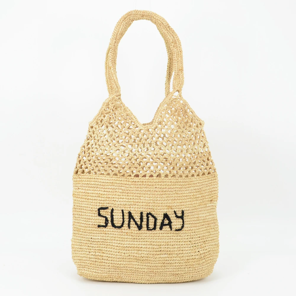 Raffia Tote Bag with Sunday Embroidery
Raffia Tote Bag with Sunday Embroidery