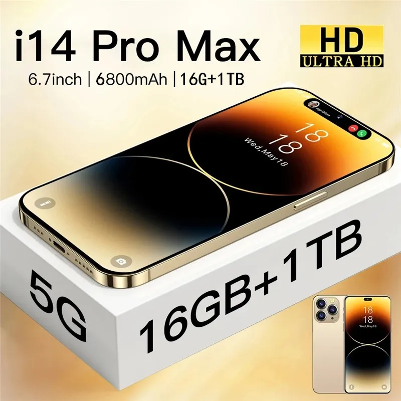 Brand New i14 Pro Max Smartphone 6.7 inch Full Screen Face ID 16GB+1TB Mobile Phones Global Version 4G 5G Cell Phone
Brand New i14 Pro Max Smartphone 6.7 inch Full Screen Face ID 16GB+1TB Mobile Phones Global Version 4G 5G Cell Phone