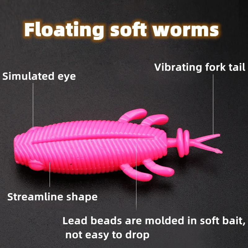 6Pcs Floating Water Silicone Bait 14g Bass Jig Lure Artificial Worm Lures Soft Plastic Fishing Lure Wobblers Crankbaits for Bass
6Pcs Floating Water Silicone Bait 14g Bass Jig Lure Artificial Worm Lures Soft Plastic Fishing Lure Wobblers Crankbaits for Bass