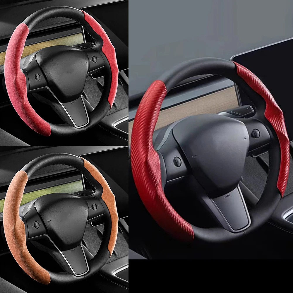 2pcs Car Steering Wheel Cover Non-slip Suede Protection Accessories For Tesla Model 3 Y Carbon Fiber Red/Brown/Red Interior Part
2pcs Car Steering Wheel Cover Non-slip Suede Protection Accessories For Tesla Model 3 Y Carbon Fiber Red/Brown/Red Interior Part