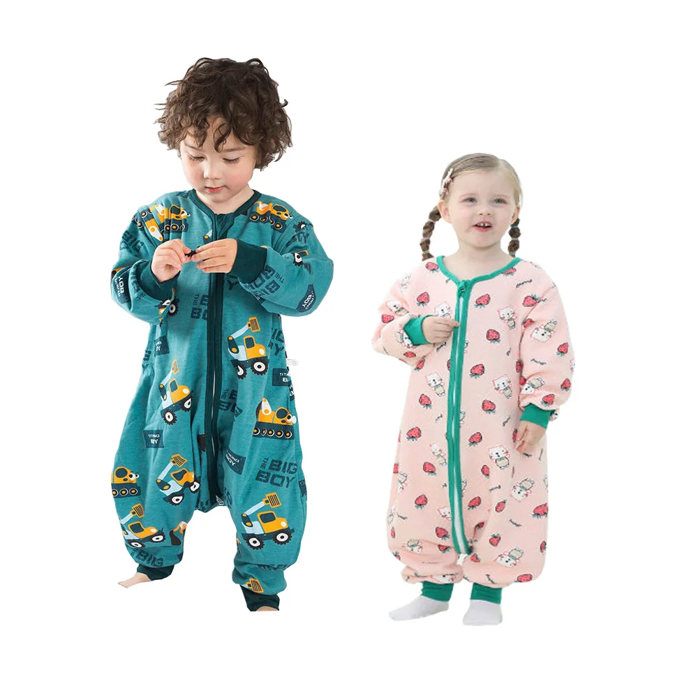 Спальный мешок для малышей на весну и осень спальный Детская Хлопковая пижама с
