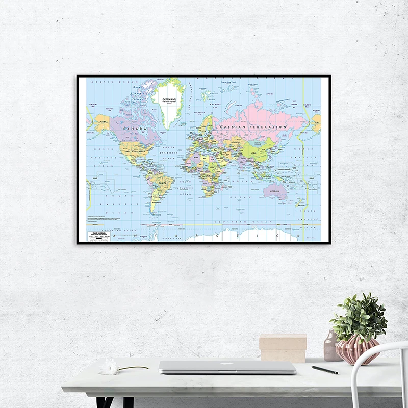 

75*50cm Map of The World Decorative Canvas Painting Wall Art Poster Unframed Pictures Office Supplies Living Room Home Decor