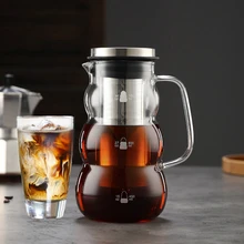 Airtight Cold Brew Iced Coffee Maker Pitcher 2L Brewing Glass Carafe with Removable Stainless Steel Filter Iced Tea Infuser