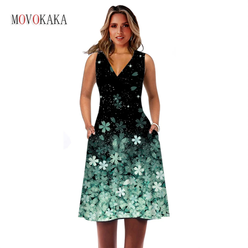 MOVOKAKA Woman Vintage Summer Midi Dress Elegant Party Casual Beach Holiday Loose Sleeveless Vestidos Print V Neck Black Dresses
MOVOKAKA Woman Vintage Summer Midi Dress Elegant Party Casual Beach Holiday Loose Sleeveless Vestidos Print V Neck Black Dresses