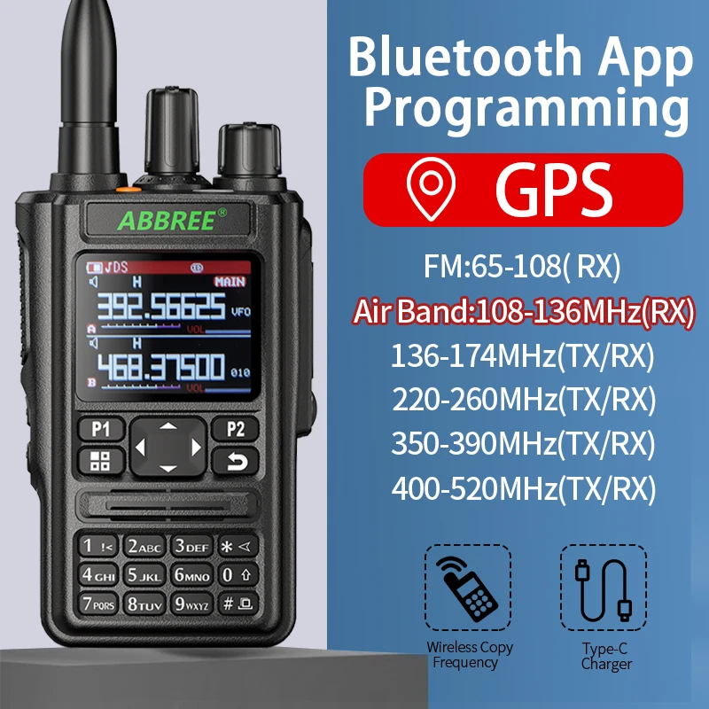 ABBREE AR-869 GPS 6 диапазонов Любительская двухсторонняя радиостанция 256CH Air Band Walkie Talkie Bluetooth VOX SOS DTMF ЖК цветной полицейский сканер 
ABBREE AR-869 GPS 6 диапазонов Любительская двухсторонняя радиостанция 256CH Air Band Walkie Talkie Bluetooth VOX SOS DTMF ЖК цветной полицейский сканер